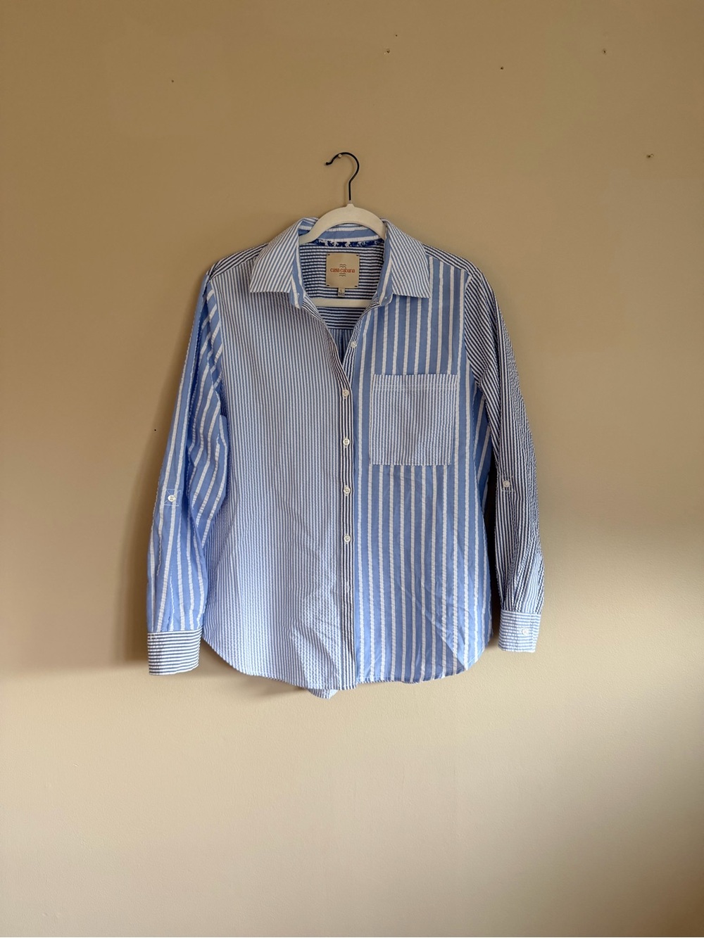 Women's Blue Striped Button-Down Shirt